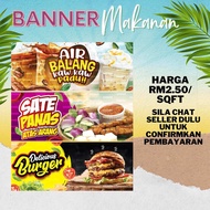 Banner Makanan Air Balang Burger Kuih Pizza Sate Satay