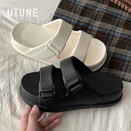 UTUNE Thick-Soled Double Strap Slippers Women's Summer Slippers EVA Outerwear Beach Shoes