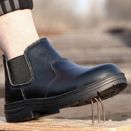 safety boots รองเท้าเซฟตี้หนังผู้ชาย สีดำ กันน้ำและกันน้ำมัน ป้องกันการชนและป้องกันการเจาะ