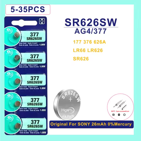 Original For SONY AG4 377 Button Batteries SR626SW SR626 177 376 626A LR66 Cell Coin Alkaline Batter