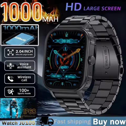 2025 new smart watch 1000MAH 2.04 inch ultra HD screen all day health heart rate detection 70+ sport