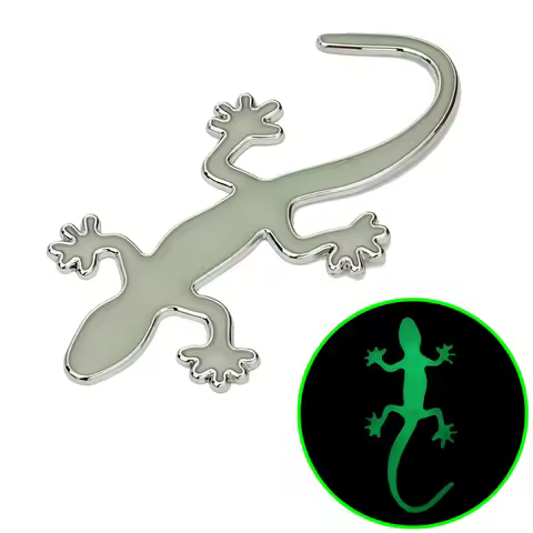 Noctilucent Gecko Car Sticker Metal 3D Stereo Sticker Car Tail Label Decoration Safety Body Sticker 