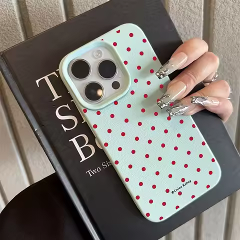Chic Rose Red Polka Dot Design Lichee leather pattern Phone Case For Redmi Note 14 13 12 11 10 9 Pro