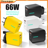 66W PD+USB Fast Charger With LED Lights 5V USB Flash Charger PD20W Power Adapter Type C Travel Charg
