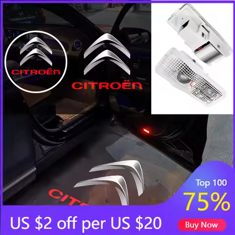 2026 Hot Car Sticker 2PCS Car Door LED Logo Lamp Shadow Projector Courtesy Welcome Light For Citroen