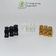 Decorative Statue of Set of 3 Monkeys Tam Khong Made of Natural Stone Handmade Sculpture Size S - Tr