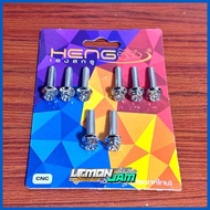 ☩ □ ◇ HENG AIRBOX SET with holder BOLTS (8pcs) Mio i 125 / mio soul i gt 125 / M3 - TITANIUM / CNC