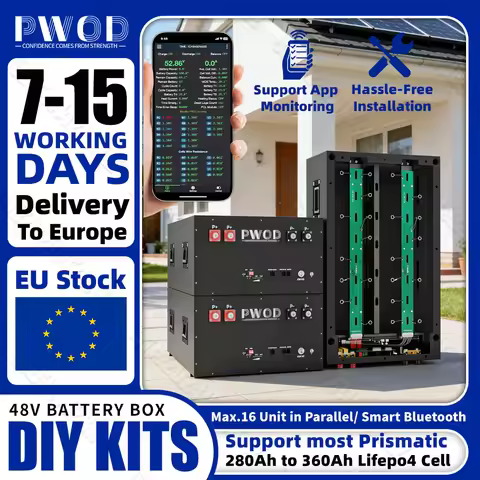 EU Stock DIY 280Ah 320Ah 360Ah Kit Box Grade A LiFePO4 Battery Pack 48V 16S Batteri Kit With 16S 200