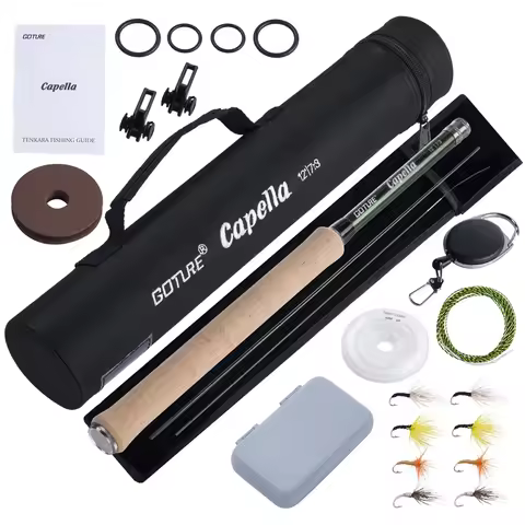 Goture 12FT/3.6M Fly Fishing Rod Combo 30T Carbon Fiber Portable Telescopic Tenkara Rod for Travel T