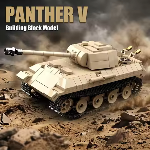 503PCS WW2 Military MOC Panther V Tank Tiger I KV-I M4 Sherman Fighting Vehicle Soldier Building Blo