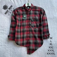 MERAH KEMEJA Flannel Shirt Men Long Sleeve Flannel Shirt Women Long Sleeve Red Dimension Flannel Shi