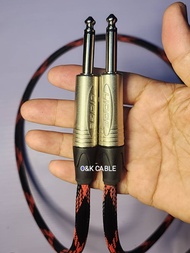 สายสัญญาณP.PHONE+P.PHONEส้มดำสายแจ็คกีตาร์สายไมค์ลอย(ปลอกไนลอนถักO&K CABLE) ปลัีกLIDGEสีเงินยาว1ม./2