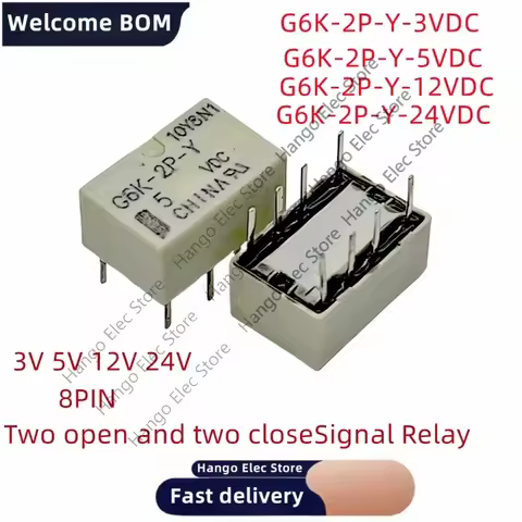 5PCS/LOT G6K-2P-Y-3VDC G6K-2P-Y-5VDC G6K-2P-Y-12VDC G6K-2P-Y-24VDC DIP-8 Signal Relay G6K-2P-Y-3V/5V