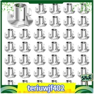 【●TI●】100pcs 1/4-20 Nuts, 4 Prong T-Nuts Threaded Nuts 1/4-20 Inch for Woodworking, Furniture, Rock 