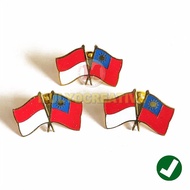 Taiwan and Indonesia Friendship Flag Pin Cross Flag Pin