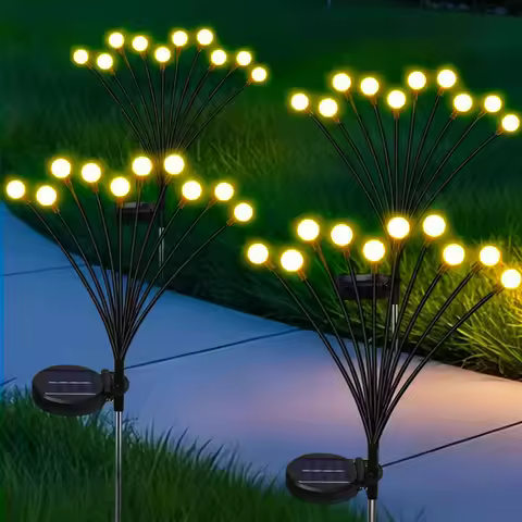 Outdoor Solar Courtyard LED Firefly Lights Waterproof Sway Lawn Lamp for Garden Paths Lawn Party Wed