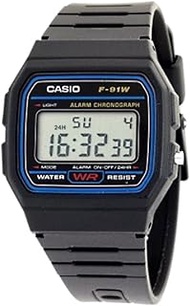 Digital F-91W-1YEG, Black/White, Bracelet