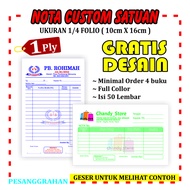 Cetak nota custom 1 ply ukuran 1/4 Folio Nota laundry Nota Toko nota bengkel nota olshop pesanggraha