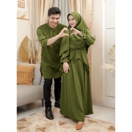 BJ736 Cp Gamis 3in1 Ricis Couple Baju Pasangan Gamis SyariWanita Kemej