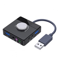 USB External Sound Card 3.5mm Jack Volume Adjustable Tablet Computer Microphone Phone External Stereo Audio Adapter Computer Spare Parts Accessories Parts