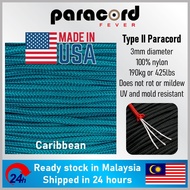 Made in USA - 3mm Type II 425 Tali Paracord Rope Parachute Cord - Caribbean