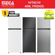 HITACHI HRTN6443SXSG | HRTN6443SBBKSG | HRTN6443SPWHSG 409L 2-DOOR FRIDGE | Top Freezer | 3 Ticks
