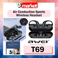 Awei T69 Air Conduction Sport Wireless Headset Sports Bluetooth Earbud Conduction Earphone Open Ear Design Sport Call