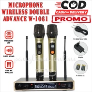 Double Mic wireless Advance W-1061 Tanpa Kabel | Mic Advance W 1061 UHF Microphone Double Wireless Digital | POS