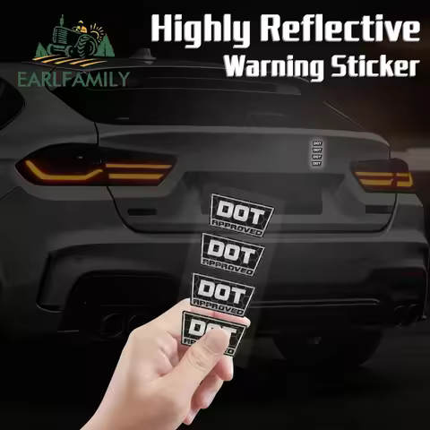 EARLFAMILY 4 Pcs DOT Approved Motorcycle DIrt Bike Helmet Reflective Car Stickers Decals Labels D.O.