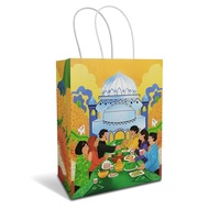 Store Age 50pcs/100pcs Raya Festive Paper Bag Gift Bag Goodies Bag Art Card Paper Bag