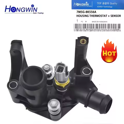 Ford Fiesta Focus 2011-17 1.6L 1.4L Water Outlet Engine Coolant Thermostat Housing + Sensor 7M5G-8K5