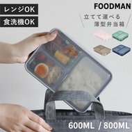 Japan CB 211 Lunch Box Fat-Reducing Antibacterial Three Compartments Leak-Proof Thin Microwaveable 6
