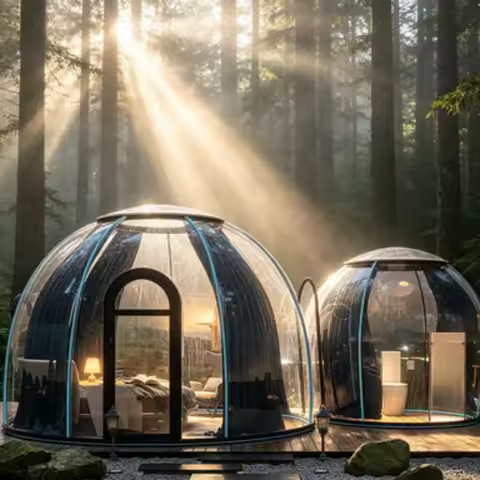 Starry Sky Glamping Bubble Dome House Tent Room 3m 5m 8m Prefab PC Transparent Geodesic Dome for Cam
