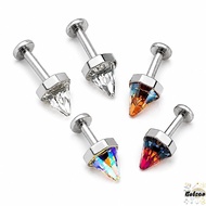 BOLSAED Flat Back Stud, Stainless Steel Crystal Cone Labret Stud Earring, Gifts Shiny  Flat Back Scr