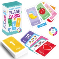 58PCS บัตรคำภาษาอังกฤษ Flashcards ABC Letter Color Number Shape Alphabet Flash Card English Words Ca