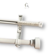 GORDENFIQA Curtain Rod and Vitrase Rail Oval Minimalist Mini Full Set White Size 50cm - 400cm