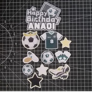 [CUSTOM NAME] Happy Birthday Cake Topper Bola Sepak Decoration Set Party Accessories Banner Hiasan K