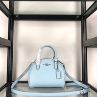 🎀Brand New Free Shipping💙COACH CA202 貝殼包 半月包 手袋 手提包 斜挎包 單肩包 Sydney Satchel Handbag｜Color 淺藍色｜Size 20