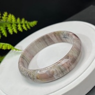 優質 緬甸樹化玉手鐲 61MM 冰潤高瓷結晶天眼千層年輪紋多彩 招財