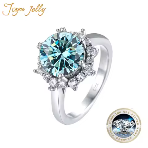 JoyceJelly Luxury 3 Carat Moissanite Diamond Jewelry S925 Sterling Silver Wedding Ring For Women Flo