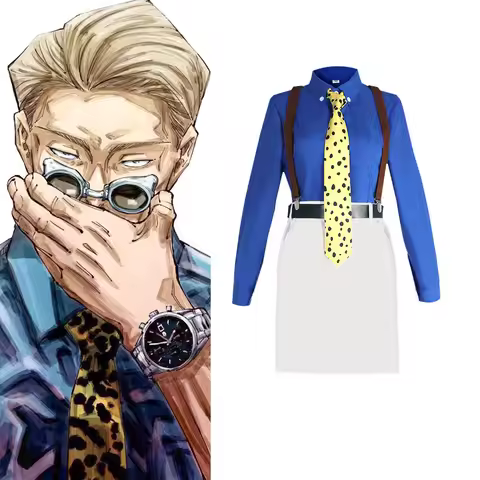 WENAM Nanami Kento Cosplay Costume Women's Shirt Slim Fit Skirt with Tie Suspender Glasses Nanami Ke