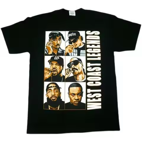 WEST COAST RAPPER 2PAC 50Cent Rap OG Street Dance BBOY Loversize HipHop Short Sleeve T-Shirt Summer 