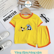 [Bé 0-8 tuổi] Bộ Ngắn Tay Cổ Tròn Minky Mom Vải Thun Lạnh Cho Bé Trai Bé Gái In Hình Động Vật  Ngộ N