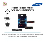 SAMSUNG PCIE GEN 4X4 2280 - 990 PRO (WITH HEATSINK) 1TB/ 2TB/ 4TB