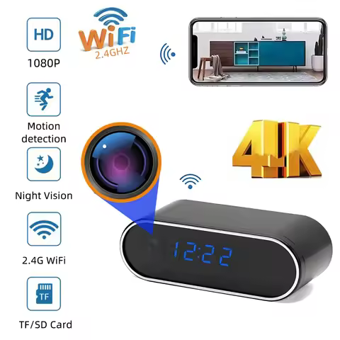 Wireless clock camera 4K HD with WiFi support 2.4G router HD network camera motion detection night v
