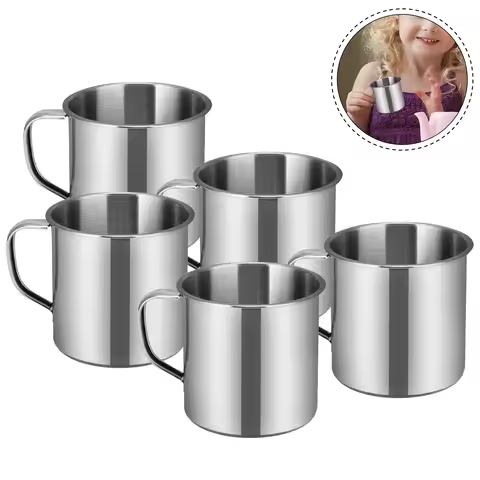 5Pcs Stainless Steel Water Cup for Drop Resistant Deformation Proof Easy to Clean Smooth Edge Portab