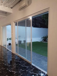 Pintu Sliding Aluminium Alexindo - 2 Daun Pintu - Kusen 3 inch - Kaca Polos 5mm - Ukuran