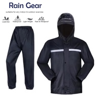 Baju Hujan Raincoat Berfungsi Kalis Air Kain Oxford Set Pakaian Hujan dengan Jalur Reflektif Motor B