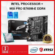 MSI Pro B760M-E DDR4 B760 LGA1700 Motherboard + Intel 12TH / 13TH GEN CORE I3 / I5 / I7 / I9 CPU COM