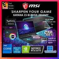 MSI LAPTOP Katana 15 AI GAMING B13VGK-2016MY (i7-13620H/16GB/1TB SSD/ RTX 4070 8GB/15.6" FHD 144HZ/RGB KEY/W11/bag)